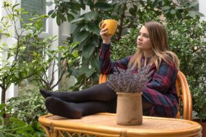 girl, rest, coffee