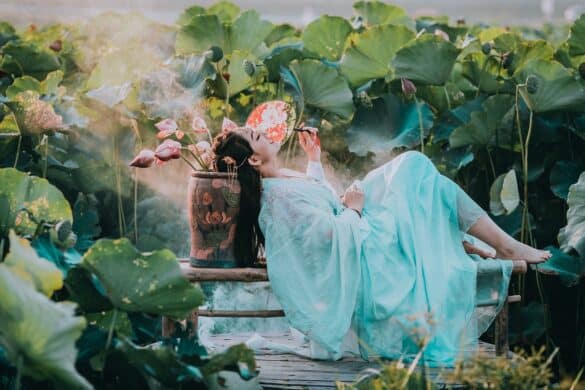 woman, model, flower background